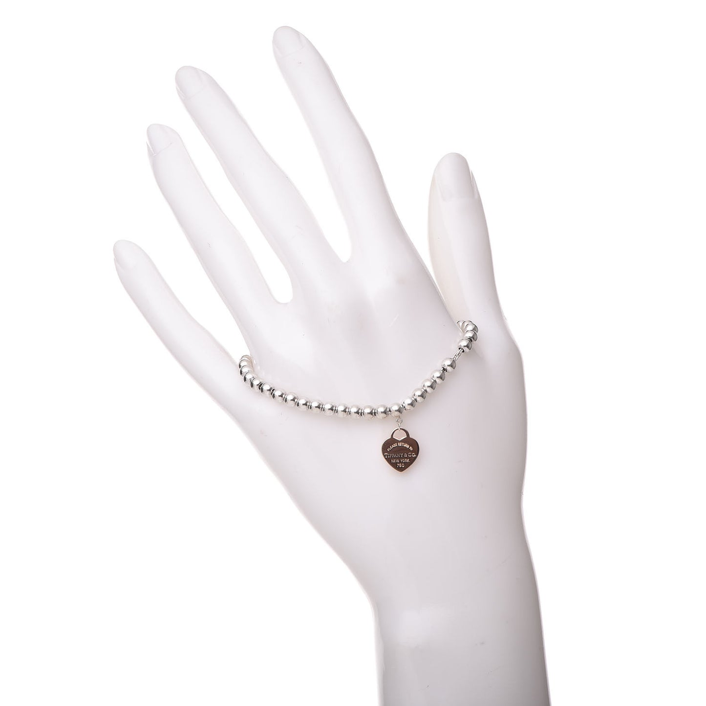 Sterling Silver 18K Rose Gold Return to Heart Bead Bracelet
