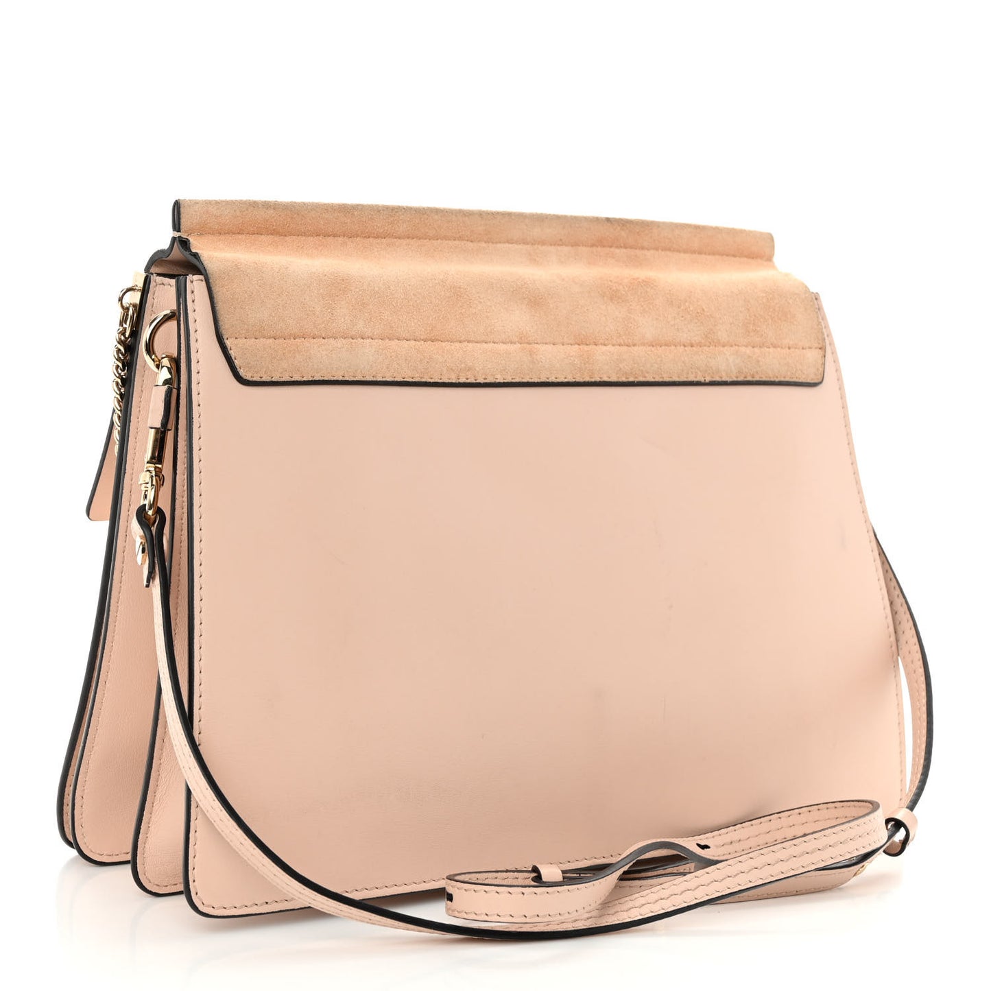 Calfskin Suede Medium Faye Shoulder Bag Cement Pink