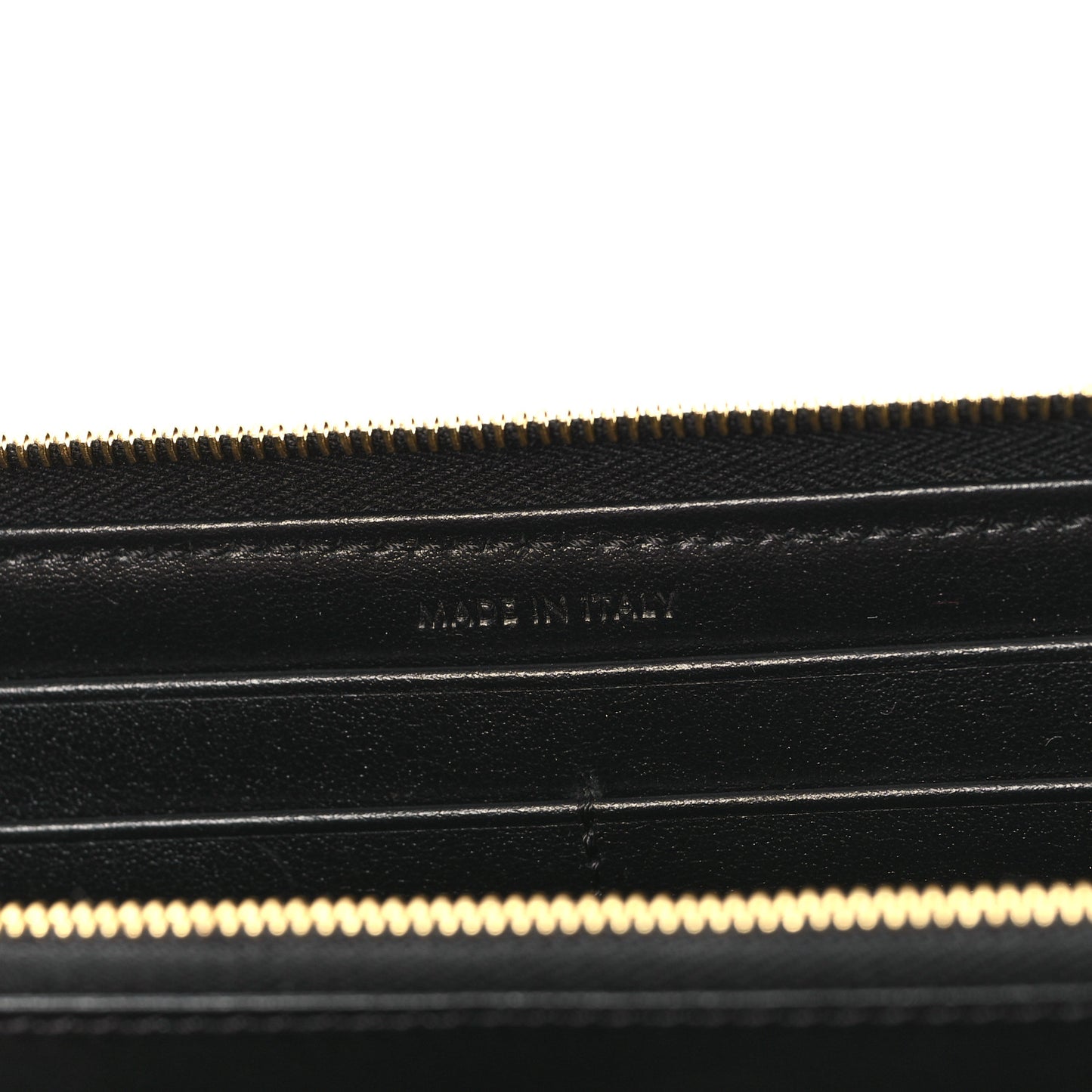 Lambskin Quilted Large C Charm Zip Around Wallet Black