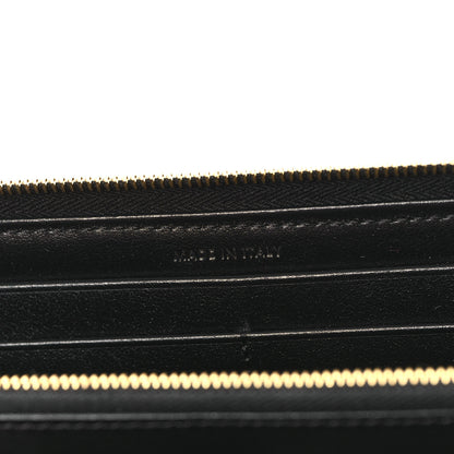 Celine Lambskin Quilted Large C Charm Zip Around Wallet Black 7 of 8