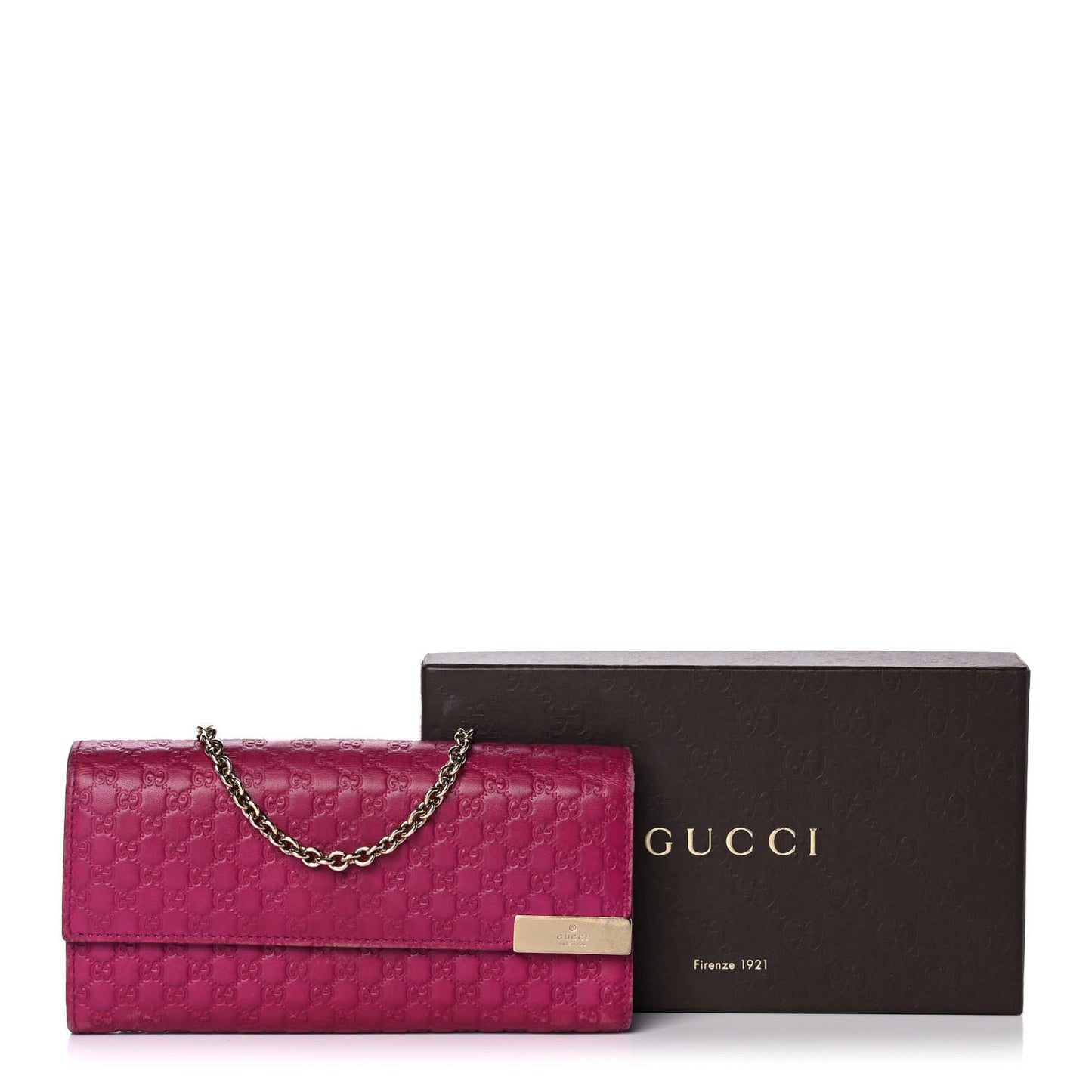Soft Microguccissima Dice Chain Wallet Bright Bouganville