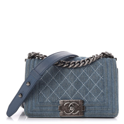 Chanel Denim Quilted Small Boy Flap Blue 1 of 9