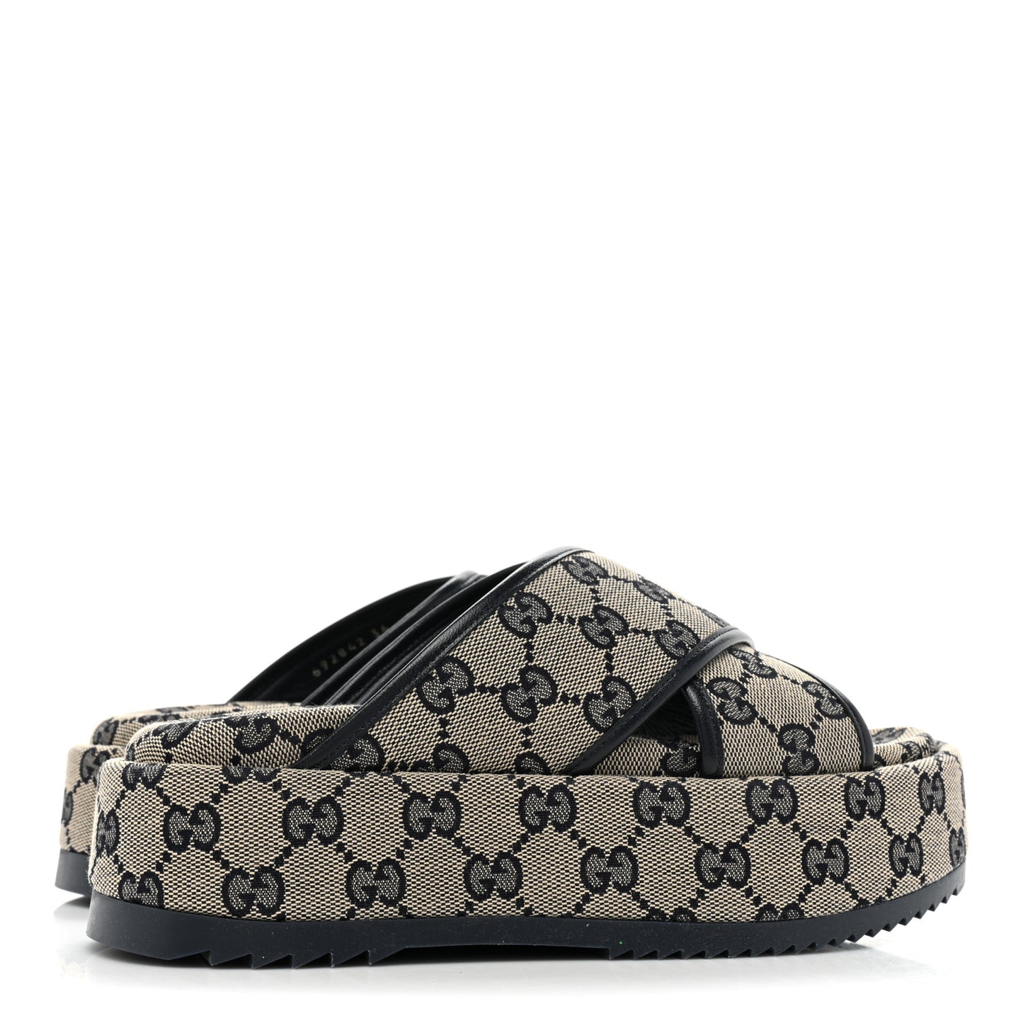 Monogram Criss Cross Platform Slide Sandals 36 Beige Blue