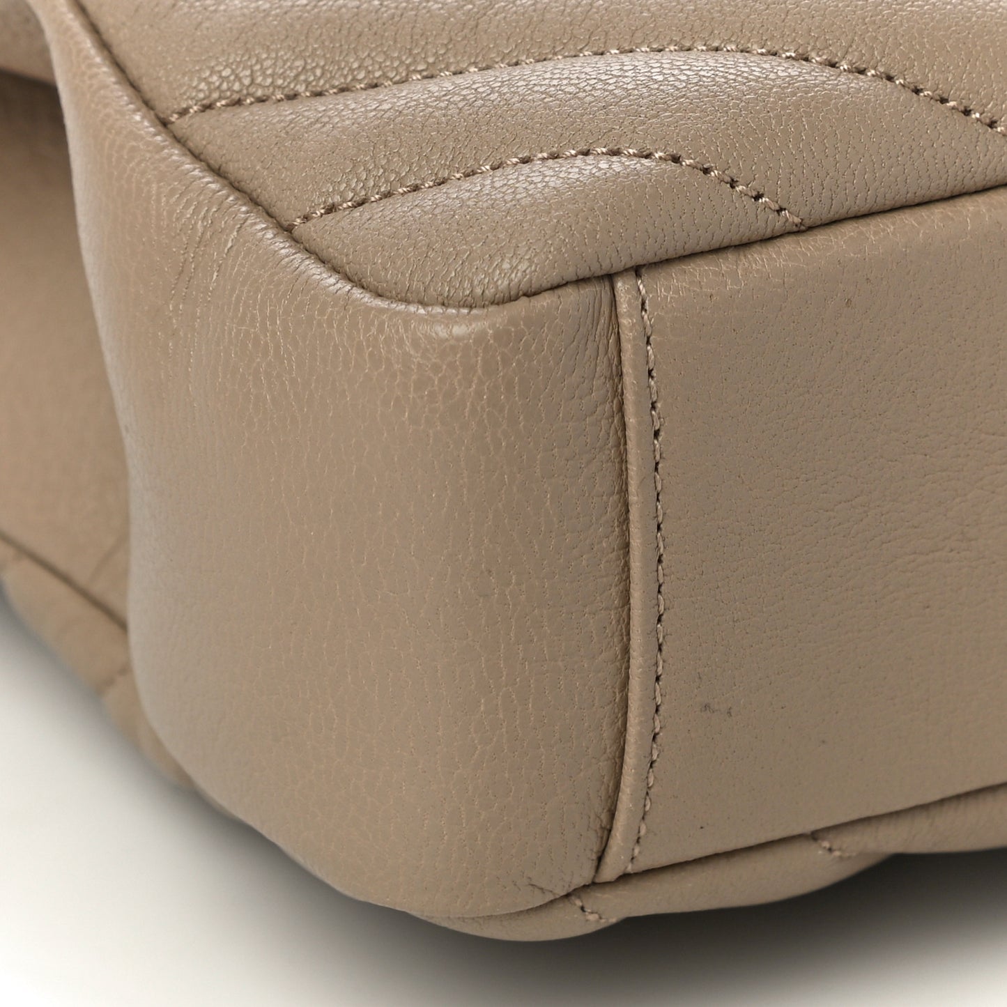 Sheepskin Matelasse Chevron Monogram Medium College Bag Dark Beige