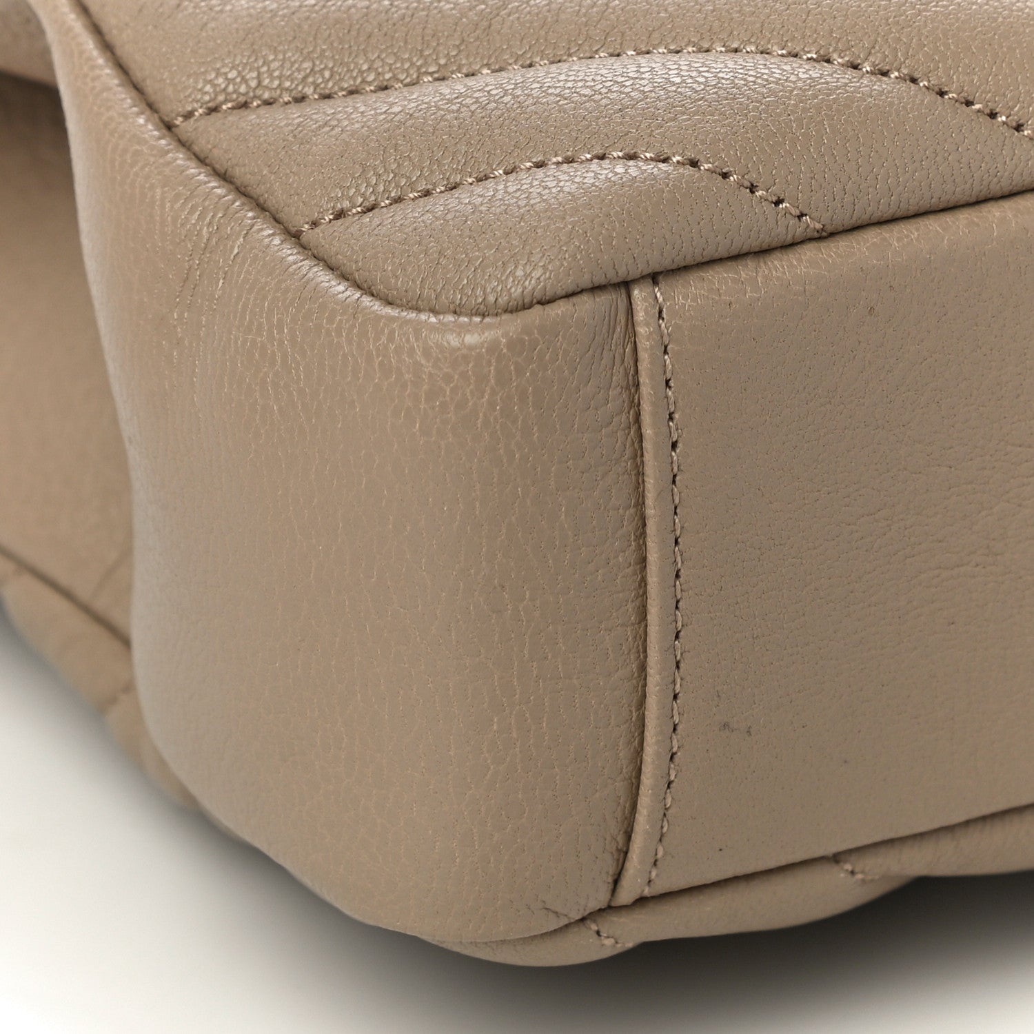 Saint Laurent Sheepskin Matelasse Chevron Monogram Medium College Bag Dark Beige 9 of 10