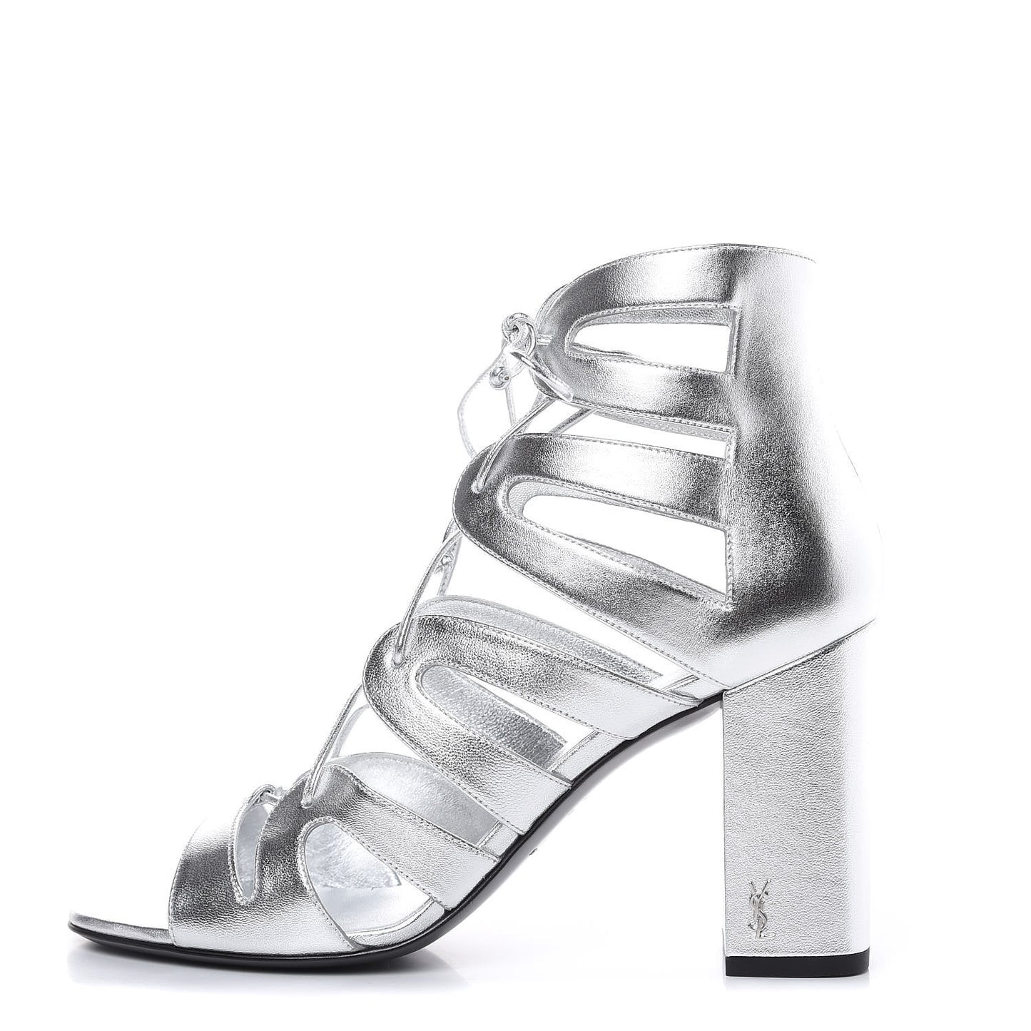 Metallic Nappa Silk Babes 90 Lace Up Sandals 39 Argento
