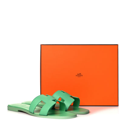 Hermes Epsom Oran Sandals 40.5 Vert Pomme 11 of 11