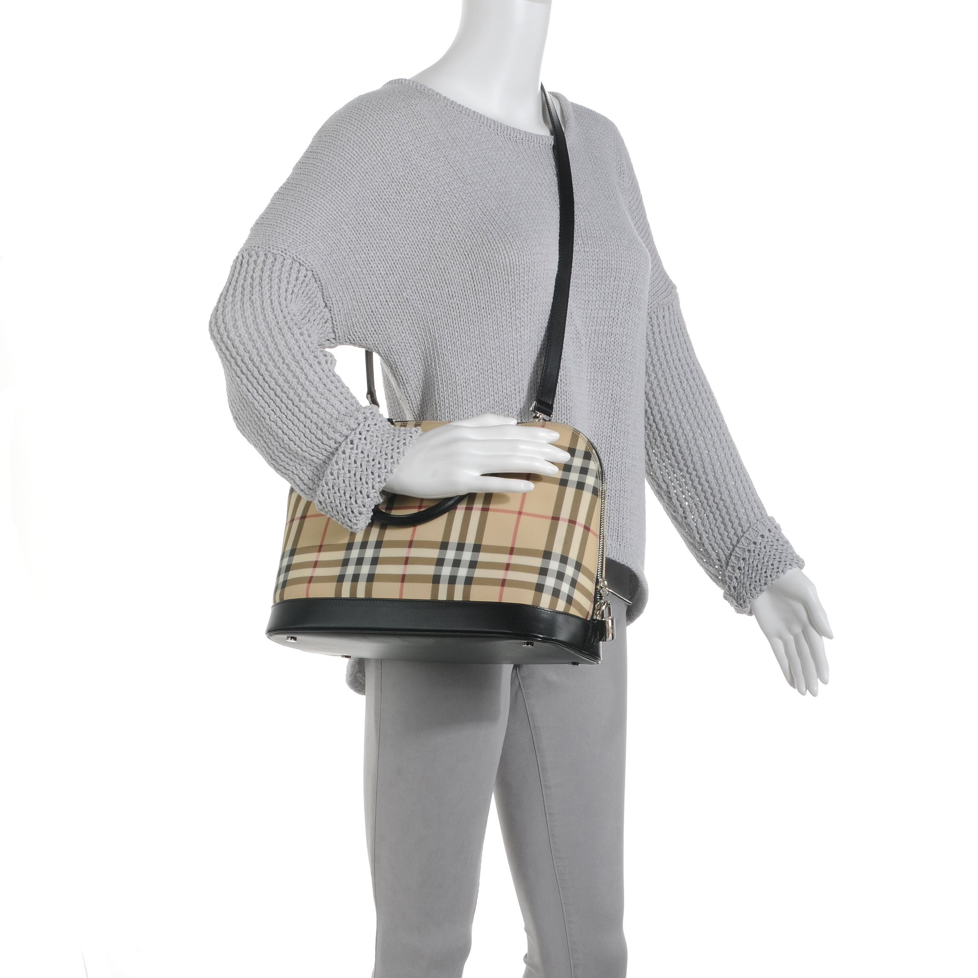 Burberry House Check Large Bowler Tote Black 2 of 11