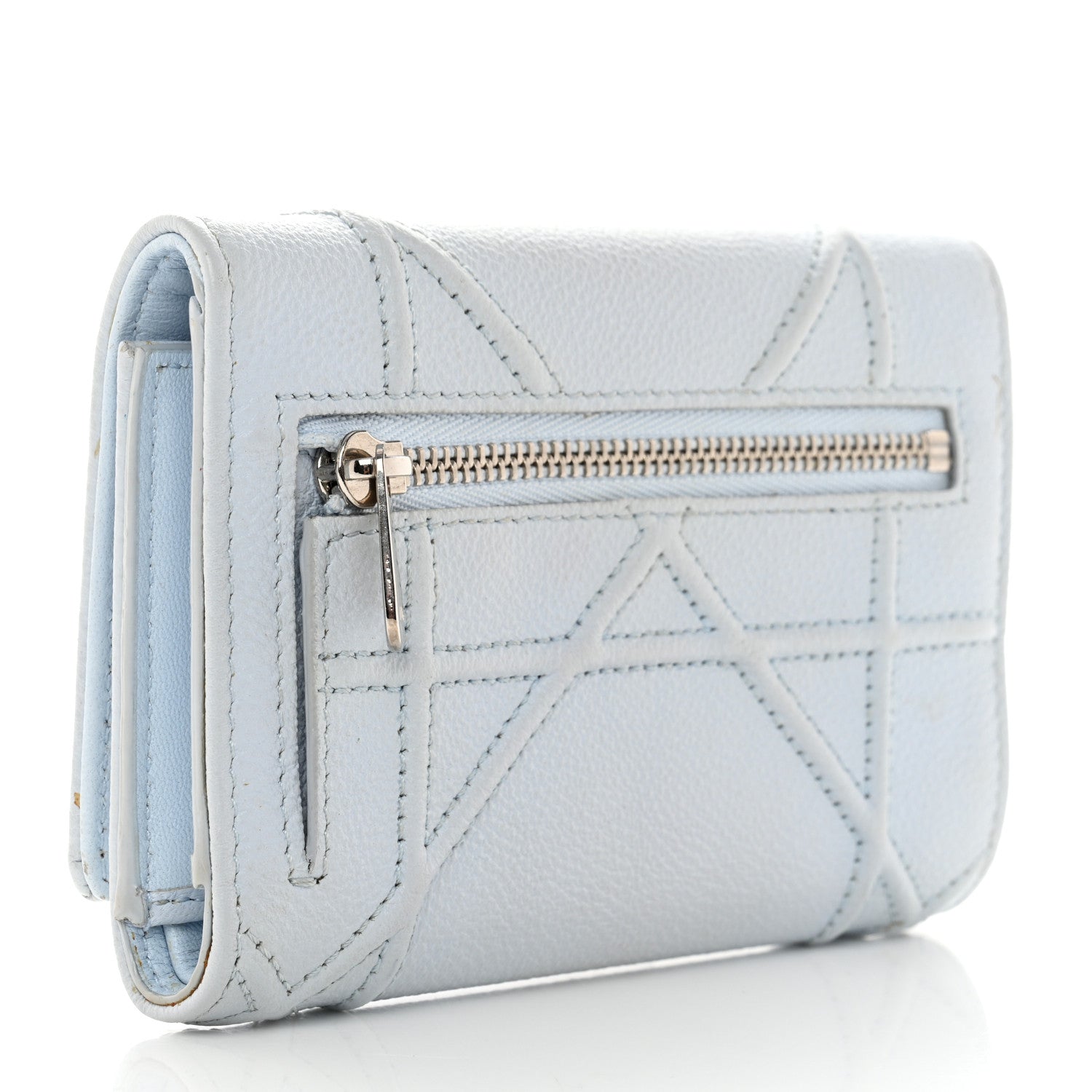 Christian Dior Grained Calfskin Cannage Diorama Elancee Wallet Sky Light 2 of 9