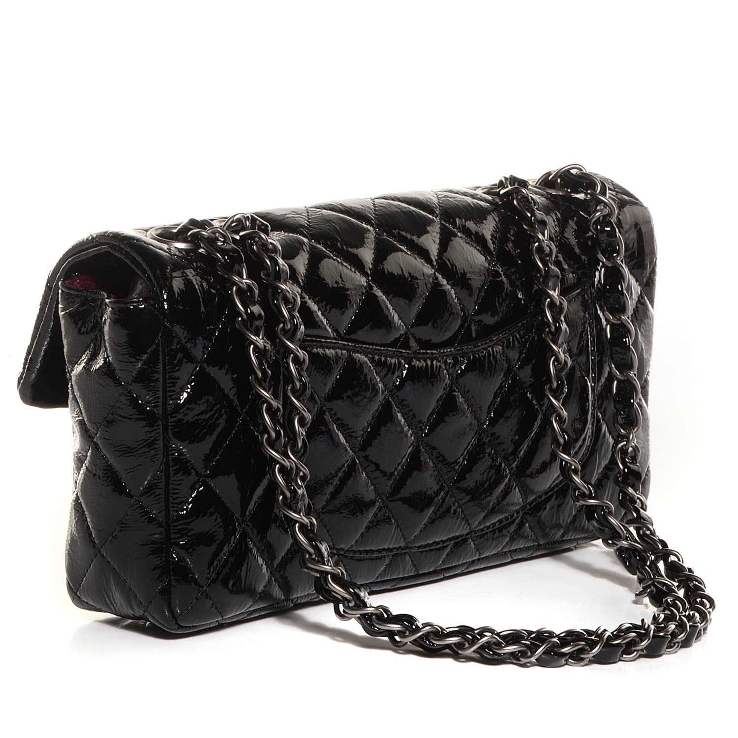 Chanel Distressed Patent East West Flap Black 3 of 9