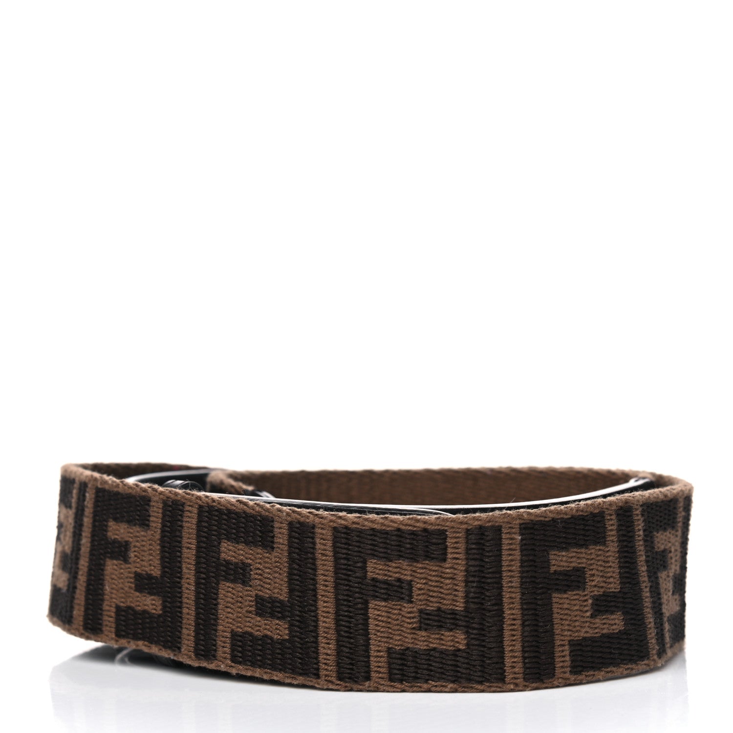 Fendi Ribbon Vitello Century FF 1974 Flat Studded Strap You Fango Marrone Ebano 2 of 5