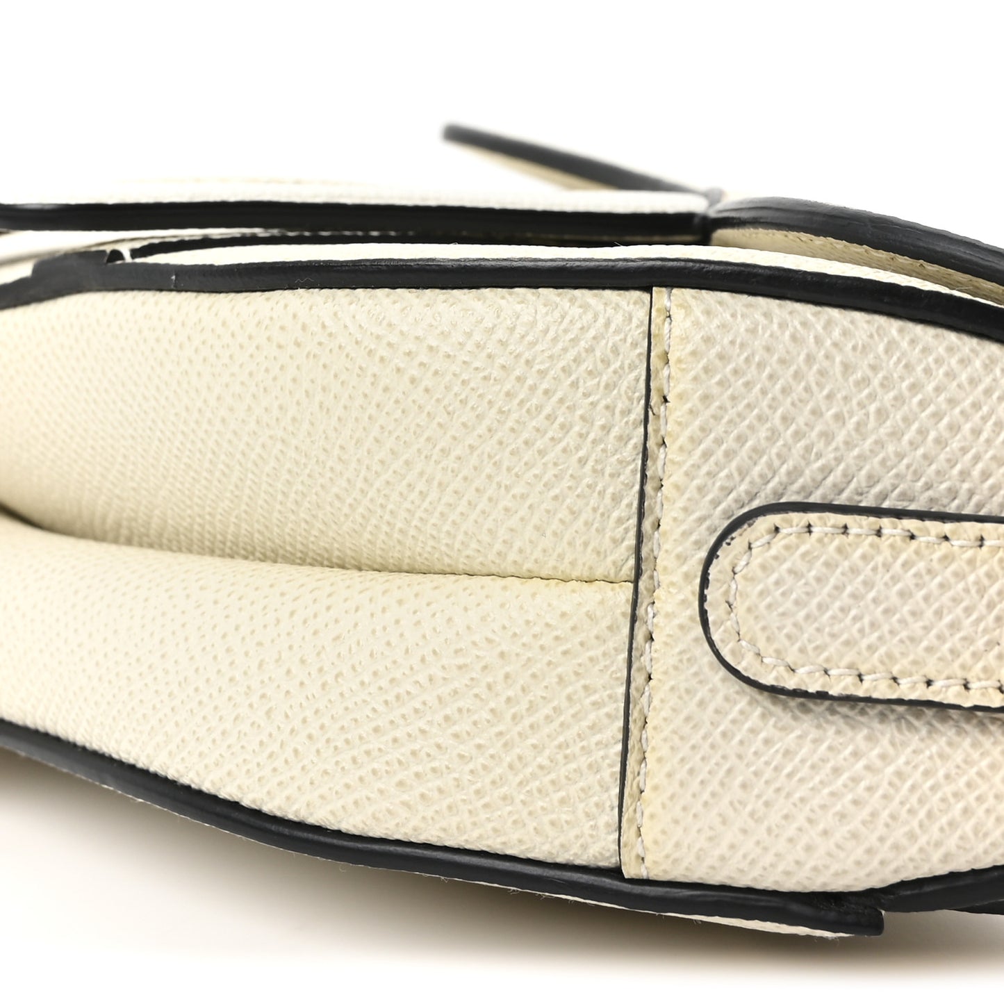 Grained Calfskin Mini Saddle Bag White