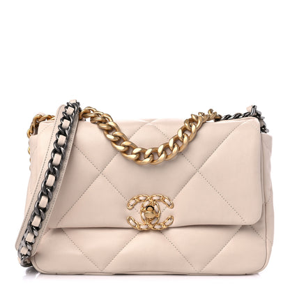 Chanel Lambskin Quilted Medium Chanel 19 Flap Light Beige 1 of 10