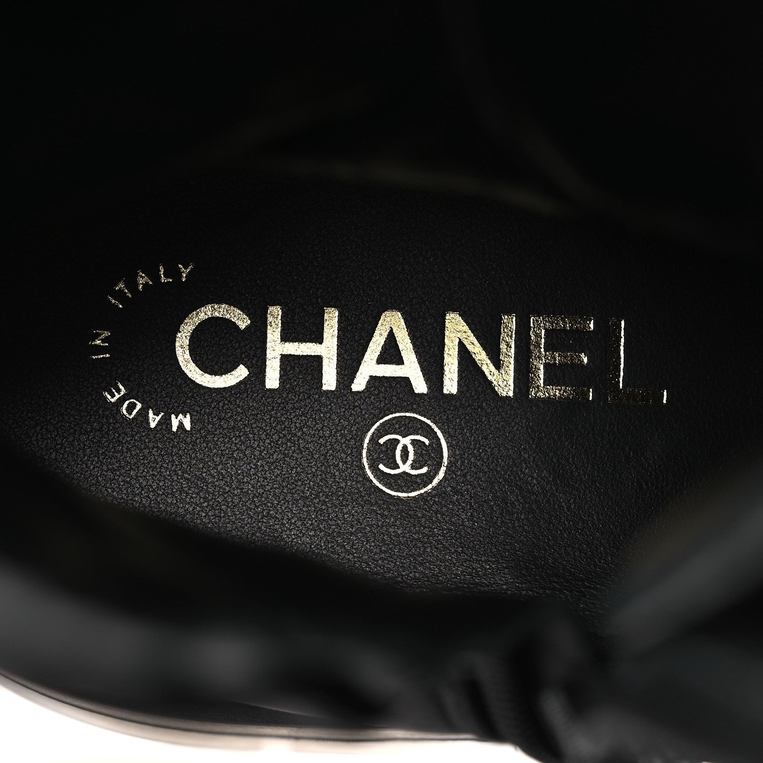 Chanel Calfskin Quilted Logo Lace Up Tall Combat Boots 39 Black 9 of 11