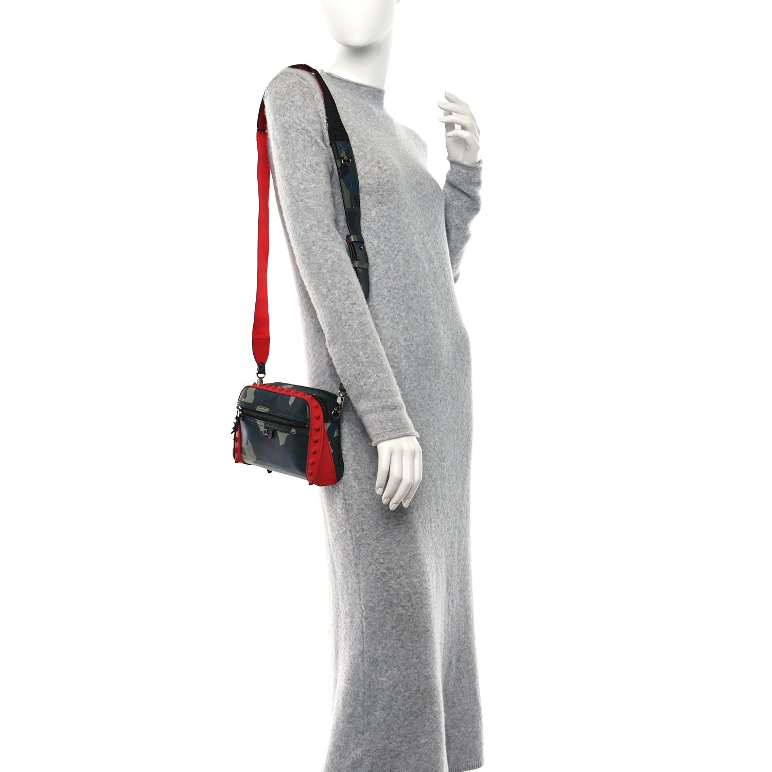Christian Louboutin Calfskin Loubi Camouflage Gomme Spikes Loubitown Crossbody Multicolor 2 of 15