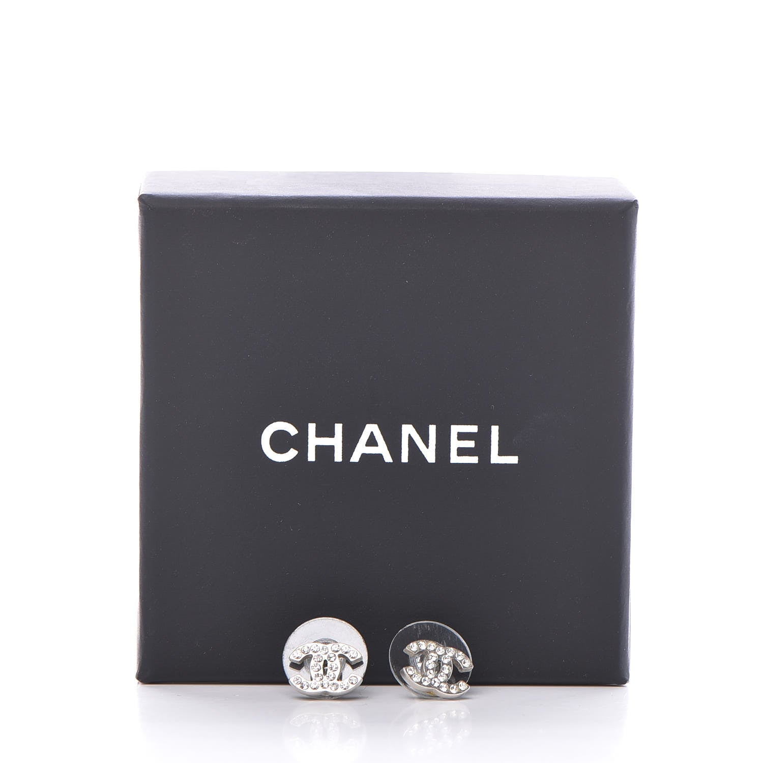 Chanel Crystal Mini CC Earrings Silver 5 of 5