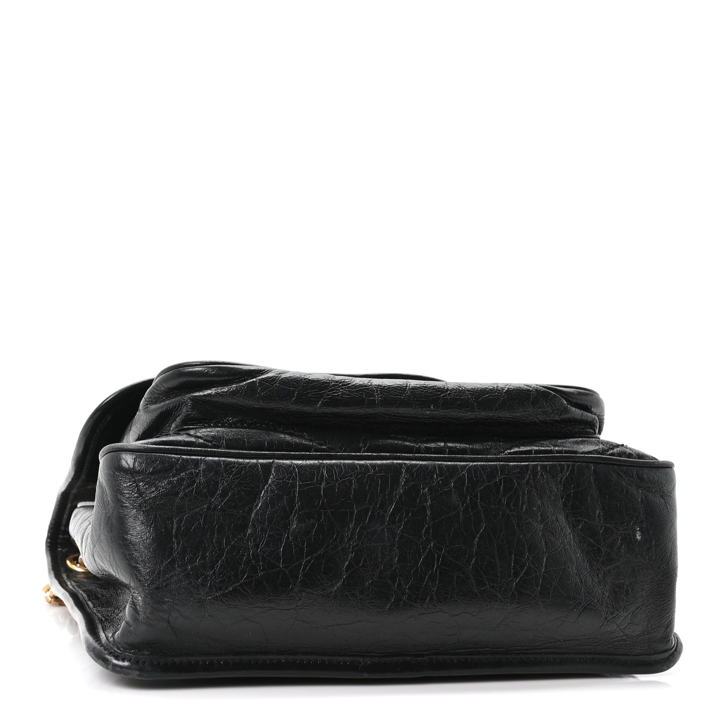 Crinkled Calfskin Matelasse Monogram Medium Niki Chain Satchel Black