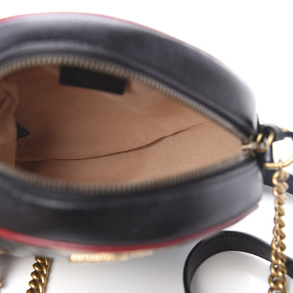 Gucci Azalea Calfskin Matelasse Diagonal Patchwork Mini Torchon GG Marmont Round Shoulder Bag Black Beige Romantic Cerise 5 of 10