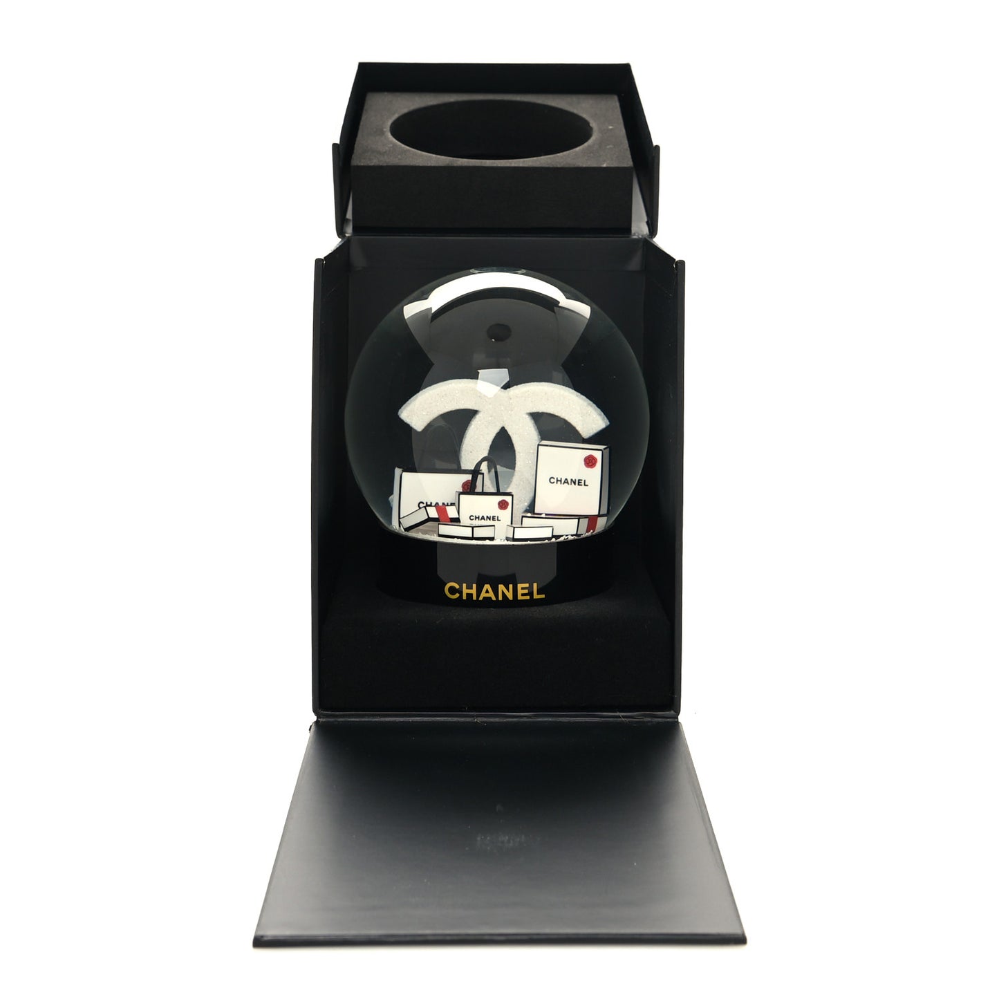 Glass CC Shopping Bag Snow Globe