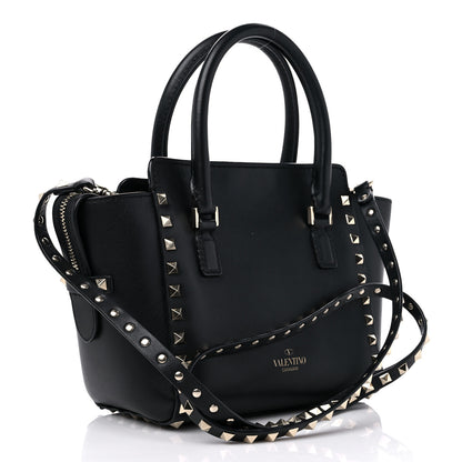 Valentino Garavani Vitello Mini Rockstud Double Handle Tote Black 3 of 8