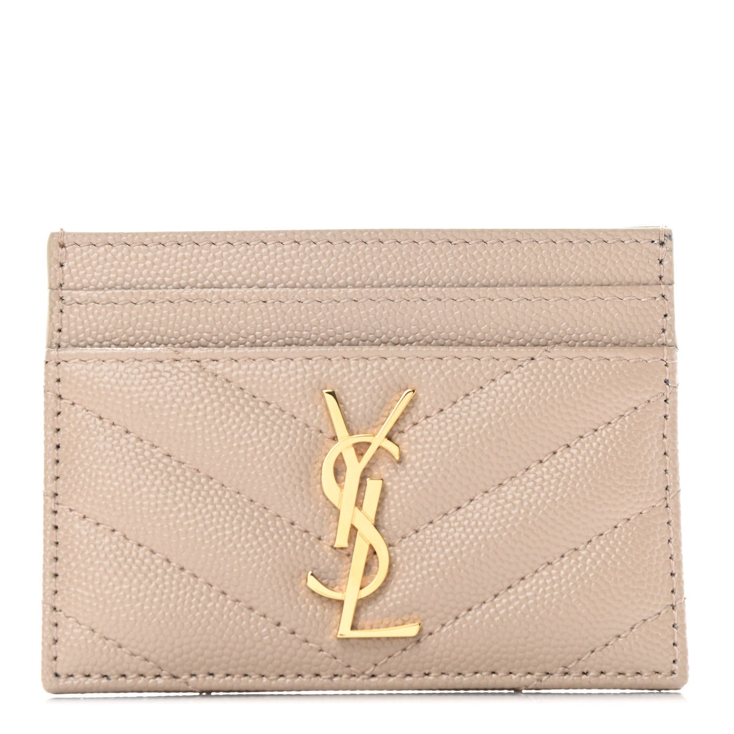 Grain De Poudre Matelasse Chevron Monogram Credit Card Case Nude Powder