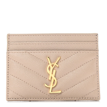 Saint Laurent Grain De Poudre Matelasse Chevron Monogram Credit Card Case Nude Powder 1 of 4