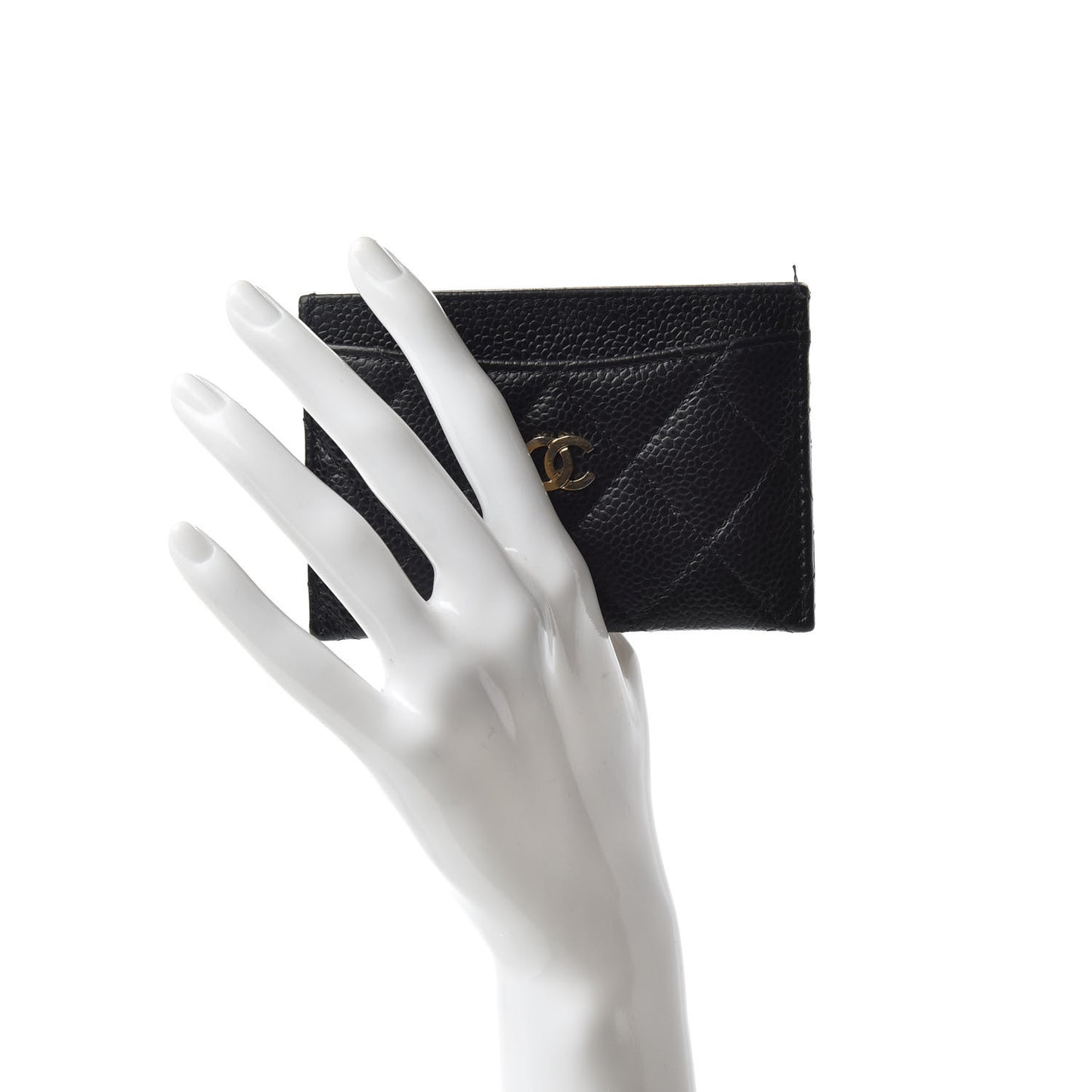Caviar Quilted Card Holder Black