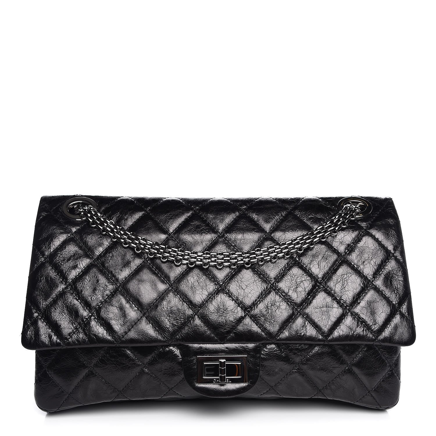 Chanel Metallic Aged Calfskin Quilted 2.55 Reissue 228 Flap Black 1 of 8