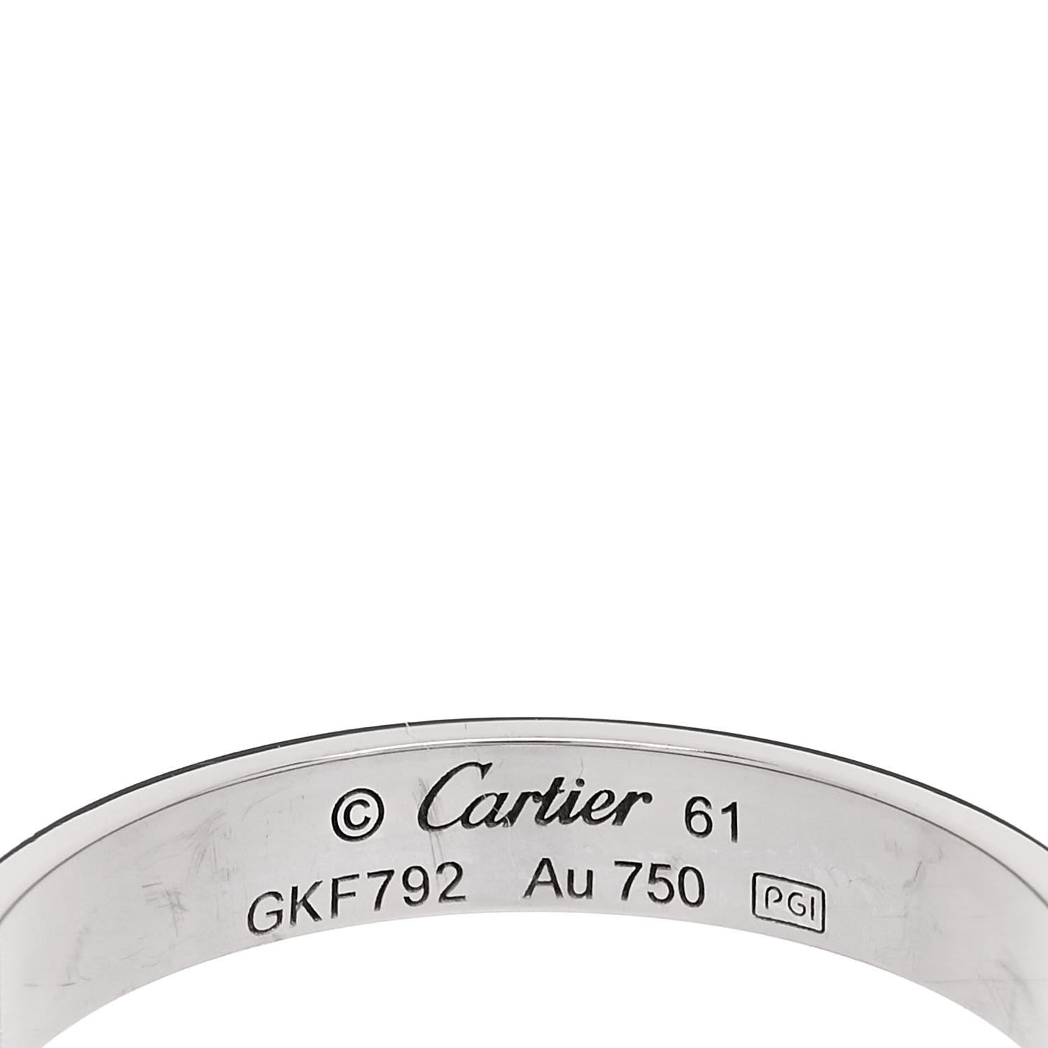 Cartier 18K White Gold 3.5mm LOVE Wedding Band Ring 61 9.5 4 of 5