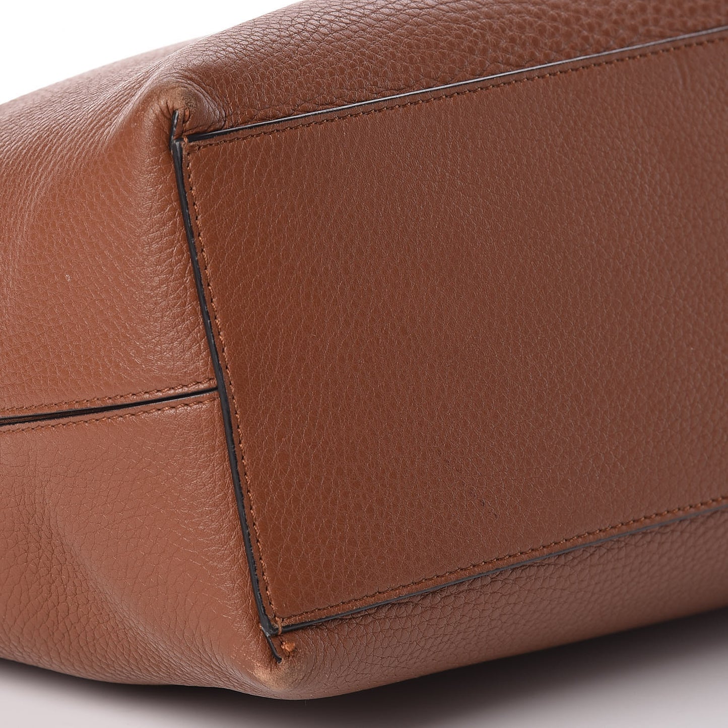 Grained Calfskin Rockstud Shoulder Tote Bright Cognac