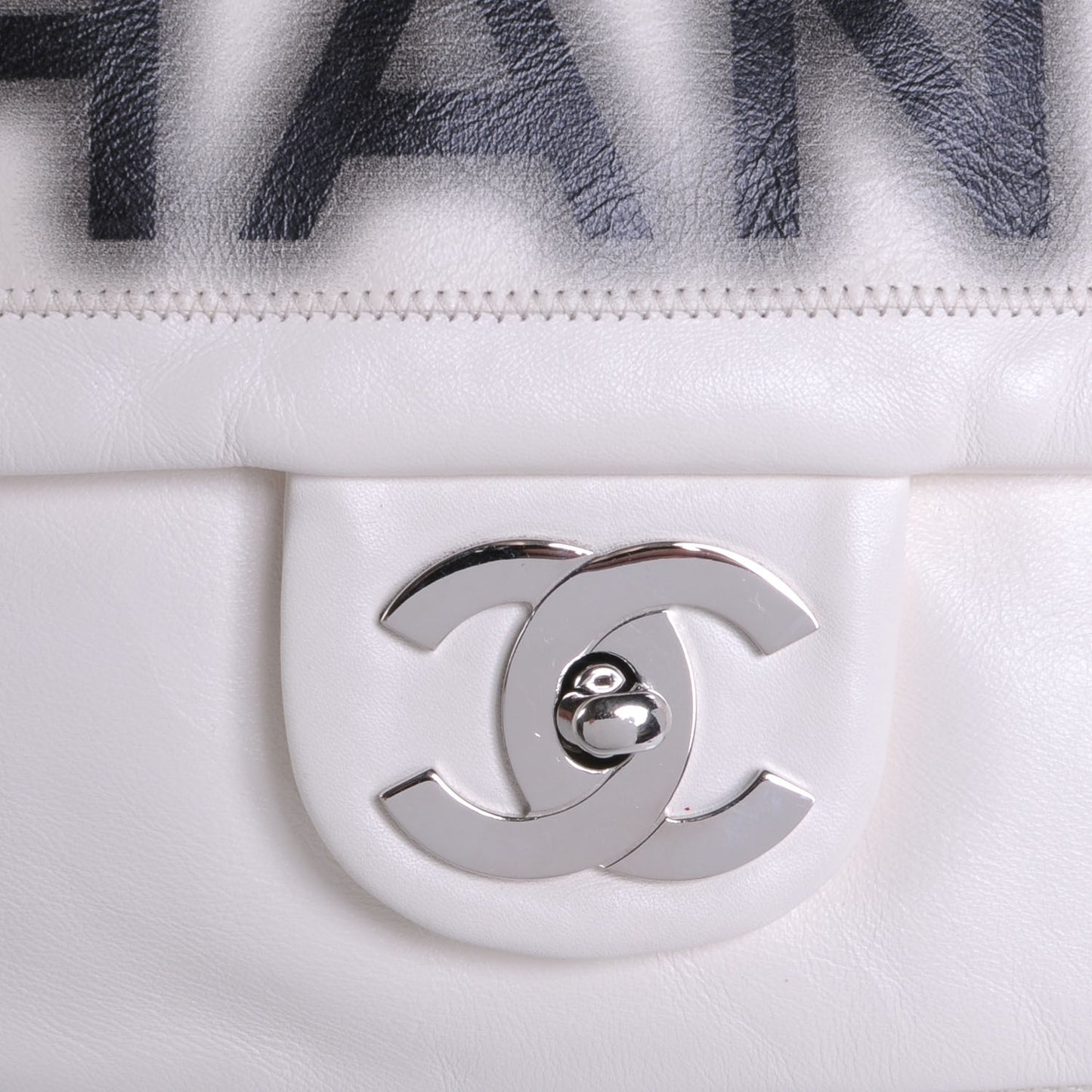 Calfskin Large Expandable Paris London Flap Bag White