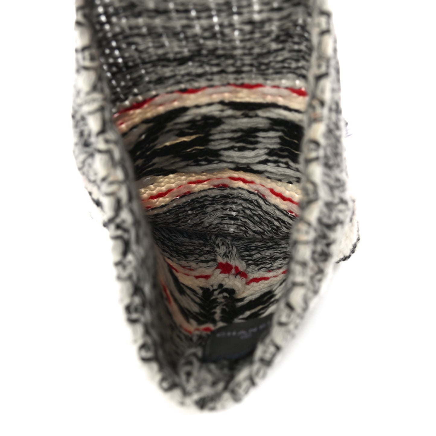 Wool Shearling CC Beanie Hat Ivory Black Red