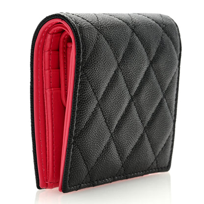 Chanel Caviar Metal Perforated Quilted Compact Bifold Wallet Black 3 of 7