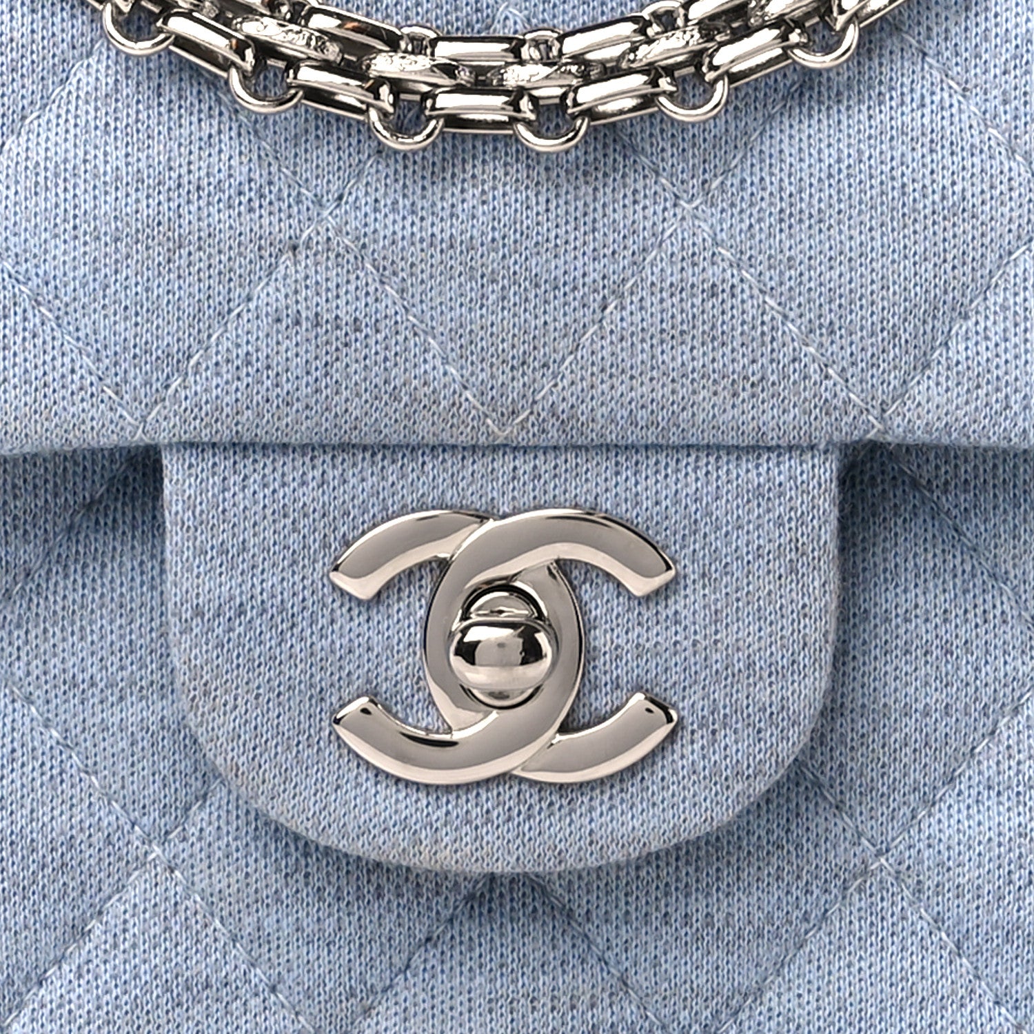 Chanel Jersey Quilted Small Double Flap Blue Clair 9 of 11