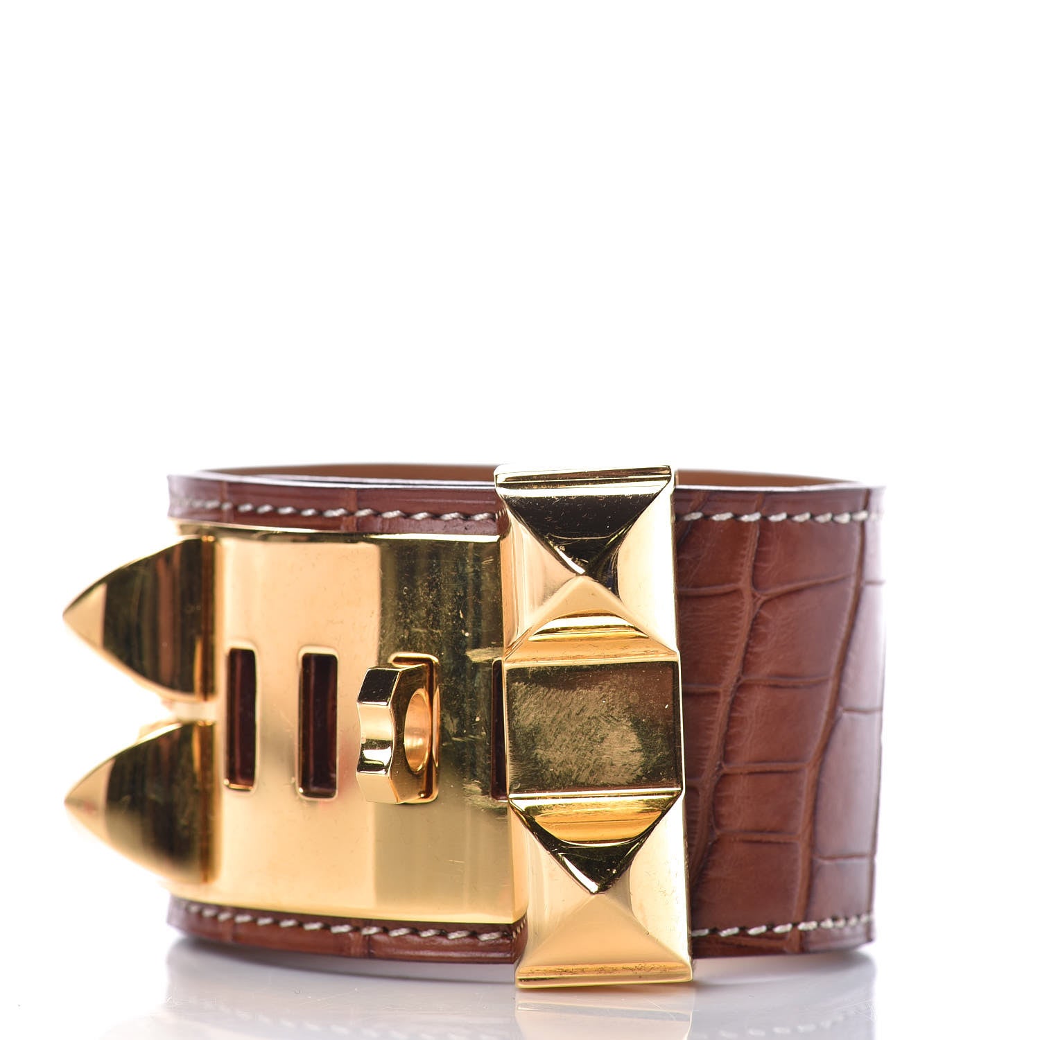 Hermes Matte Alligator Collier De Chien CDC Bracelet S Fauve 3 of 7