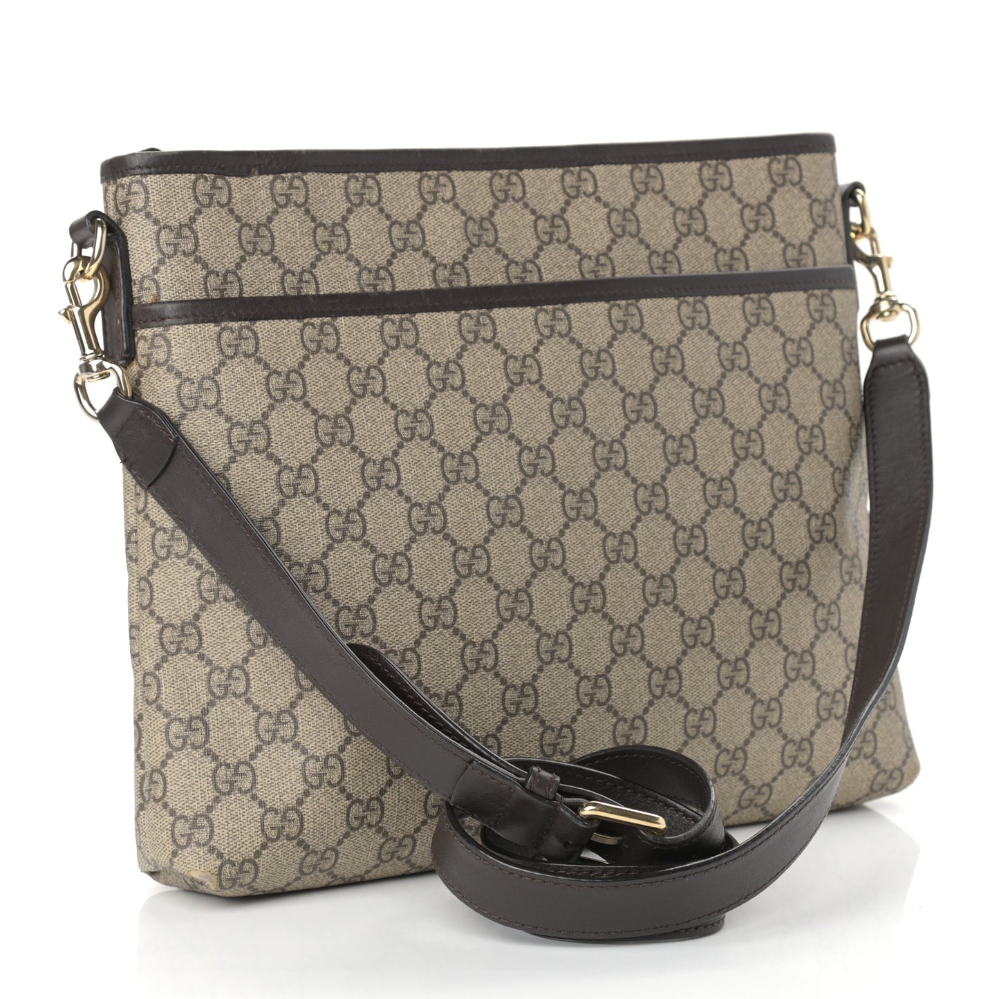 GG Plus Monogram Medium Flat Messenger Bag Dark Brown