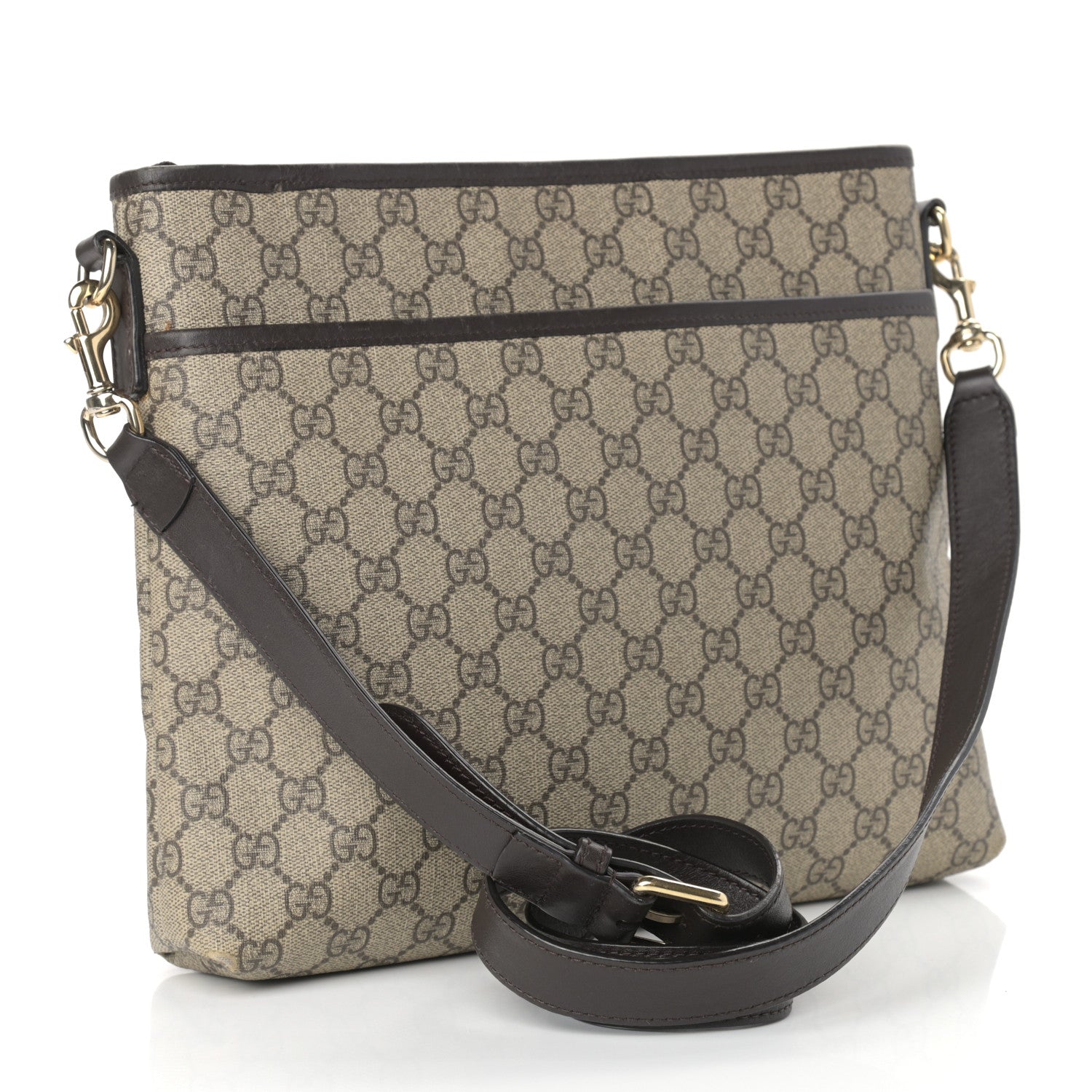 Gucci GG Plus Monogram Medium Flat Messenger Bag Dark Brown 2 of 12