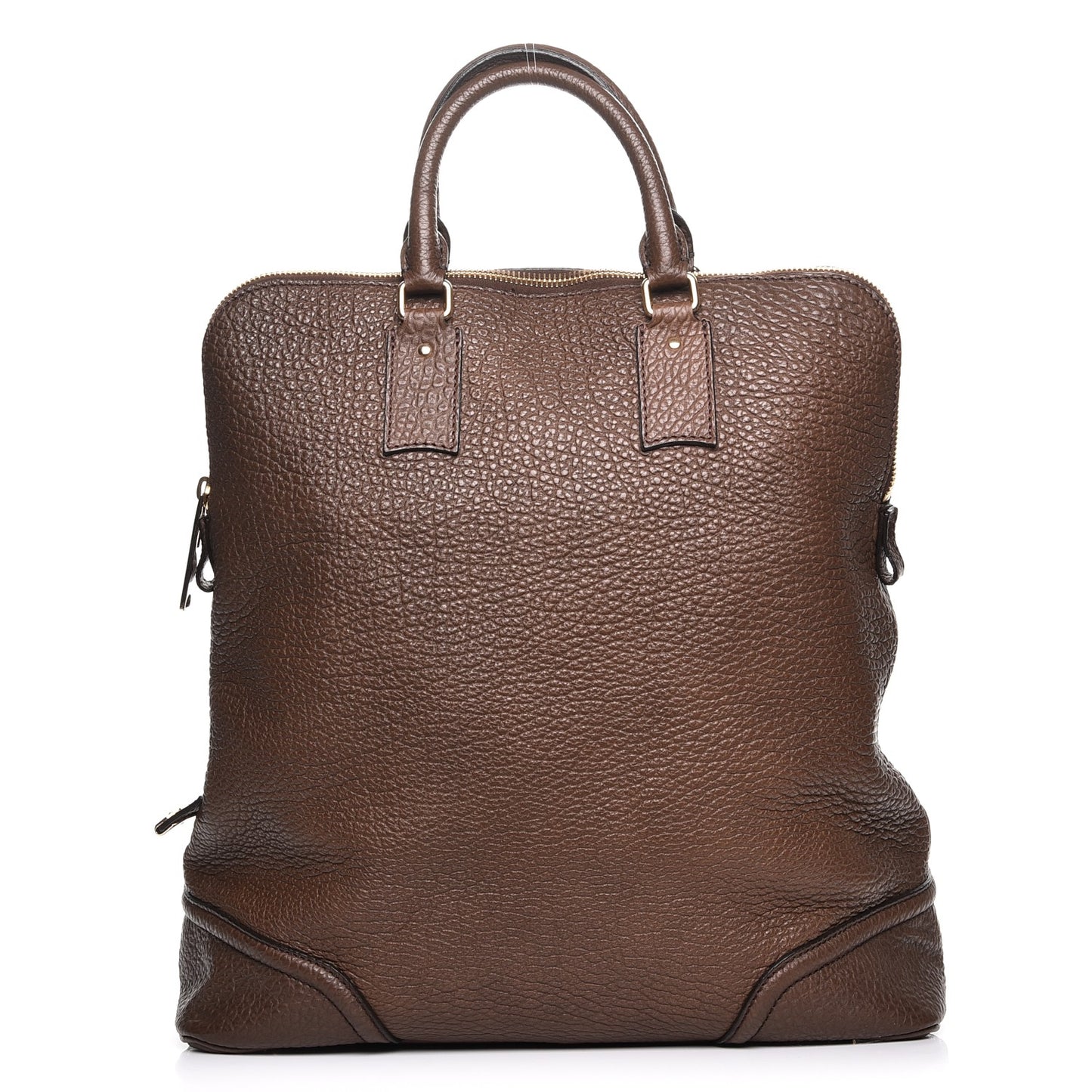 Grainy Calfskin Mens Holdall Tote Brown