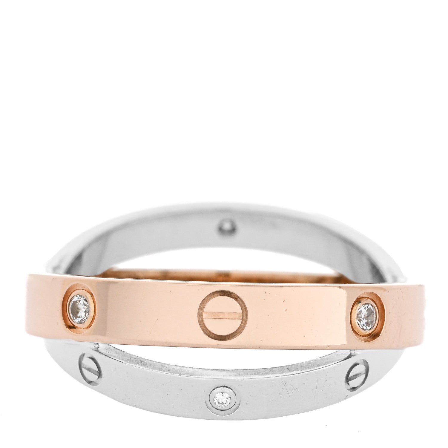 Cartier 18K Pink White Gold 6 Diamond LOVE Ring 54 7 3 of 4