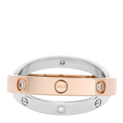 Cartier 18K Pink White Gold 6 Diamond LOVE Ring 54 7 3 of 4