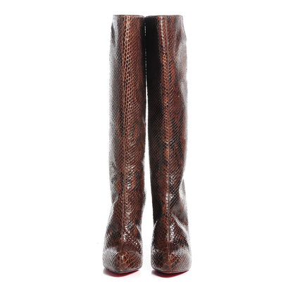 Christian Louboutin Python Alta Arielle A Talon Boots 38.5 Cognac 2 of 6