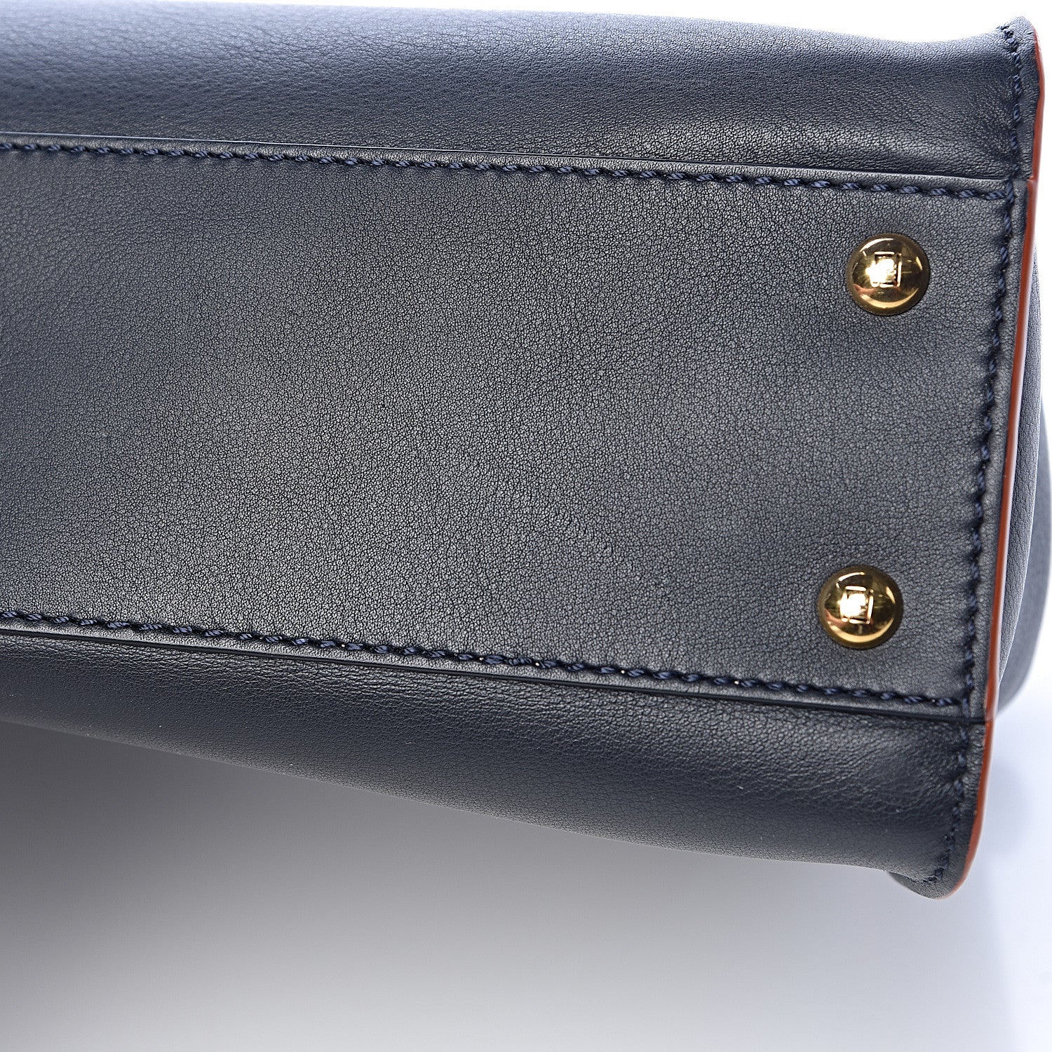 Fendi Vitello Seta Burro Medium Peekaboo Iconic Satchel Blue Notte Plaster 14 of 15