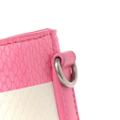 Saint Laurent Snakeskin Embossed Stripe Toy Shopping Tote White Pink 11 of 12