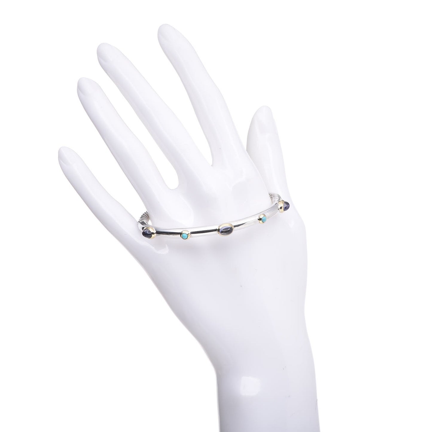 Sterling Silver Turquoise Amethyst Renaissance Bangle