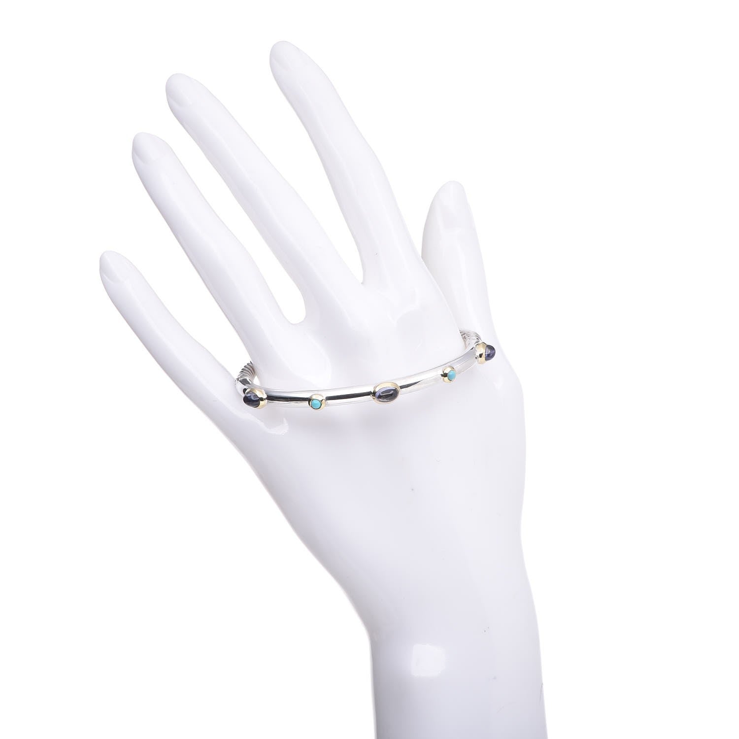 David Yurman Sterling Silver Turquoise Amethyst Renaissance Bangle 2 of 4