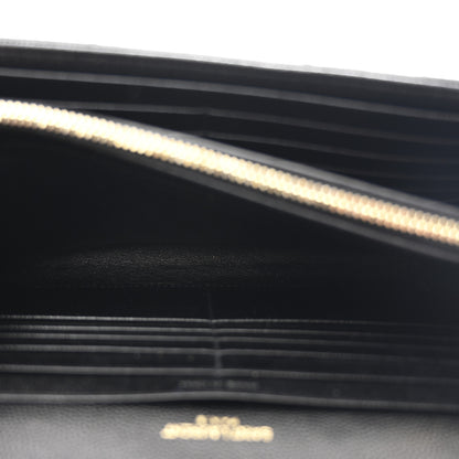 Saint Laurent Grain De Poudre Matelasse Chevron Monogram Chain Wallet Black 6 of 12