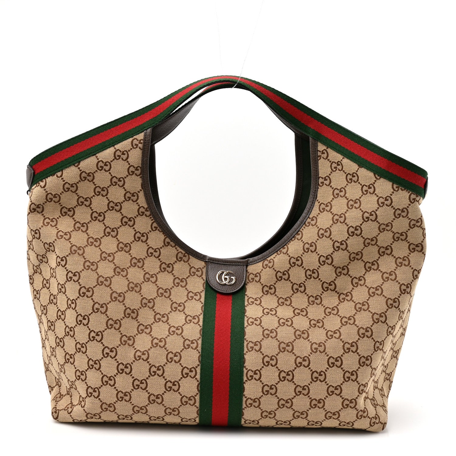 Gucci GG Monogram Web Large Giglio Tote Beige Brown 1 of 9