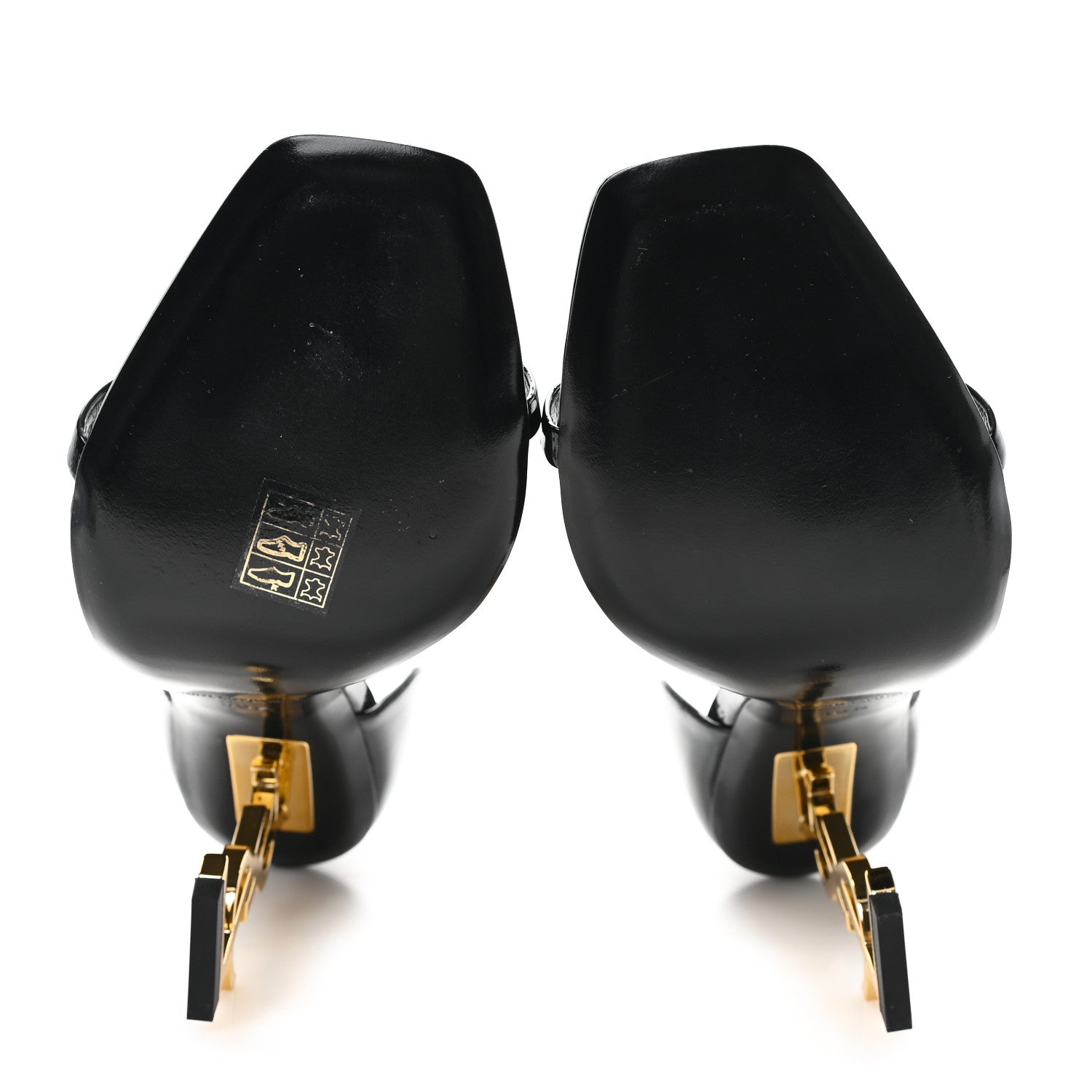 Saint Laurent Patent Calfskin Opyum 110 Sandals 40.5 Black Gold 6 of 10