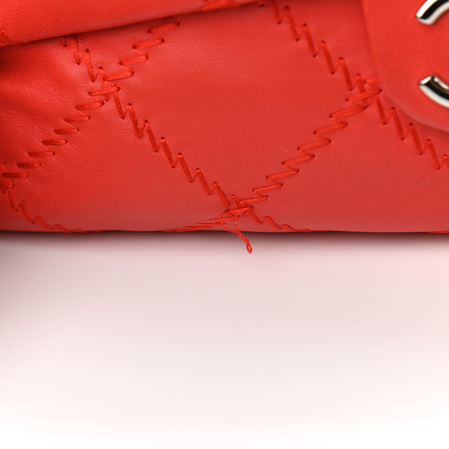 Lambskin Ultimate Stitch Maxi Flap Red