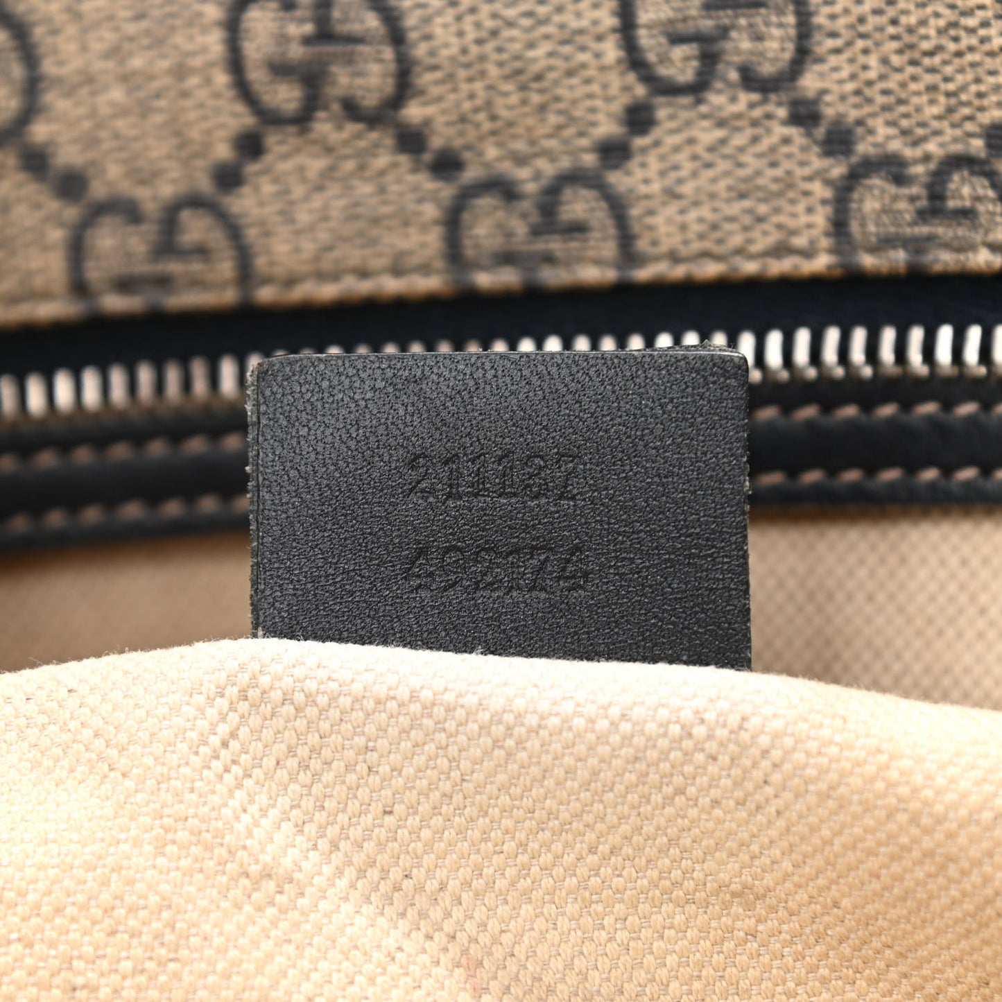 GG Supreme Monogram Medium Zippered Shopping Tote Navy